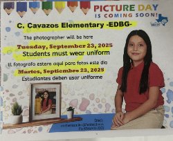 Picture Day is coming soon! Tuesday September 23rd